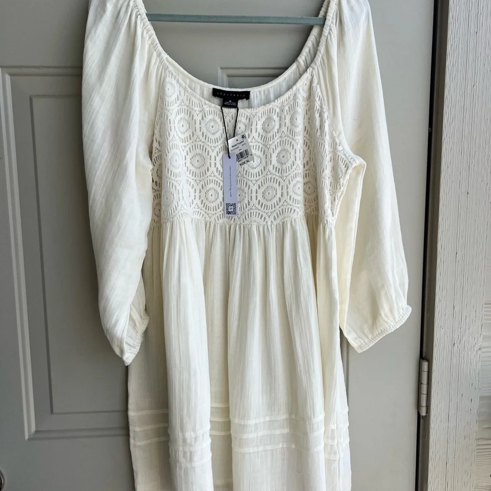 NEW Sanctuary XL White Cotton Peasant Dress Boho Festival Lightweight - Picture 4 of 10